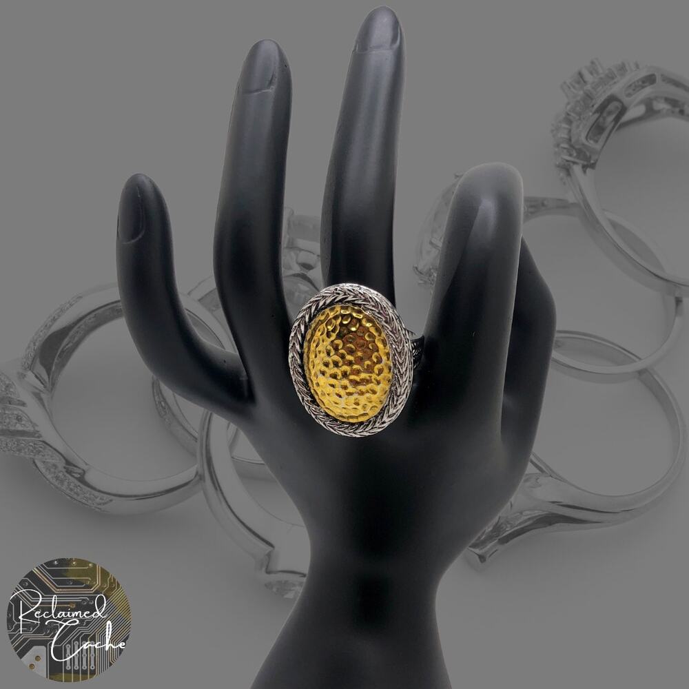 Silver and Gold Oval Ring - Size 9